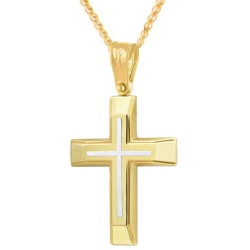 Χρυσός Ανδρικός Σταυρός Με Αλυσίδα 14 Καρατίων