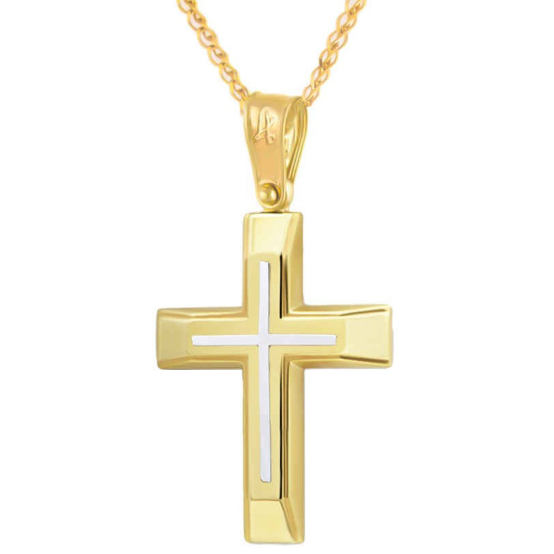Χρυσός Ανδρικός Σταυρός Με Αλυσίδα 14 Καρατίων