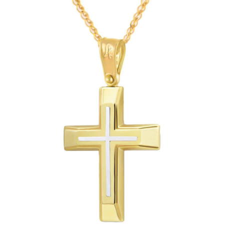 Χρυσός Ανδρικός Σταυρός Με Αλυσίδα 14 Καρατίων