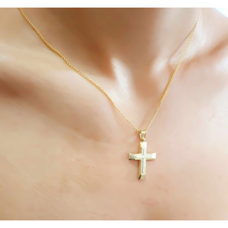 Χρυσός Ανδρικός Σταυρός Με Αλυσίδα 14 Καρατίων