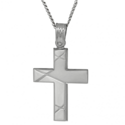 Λευκόχρυσος ανδρικός σταυρός 14 Καρατίων