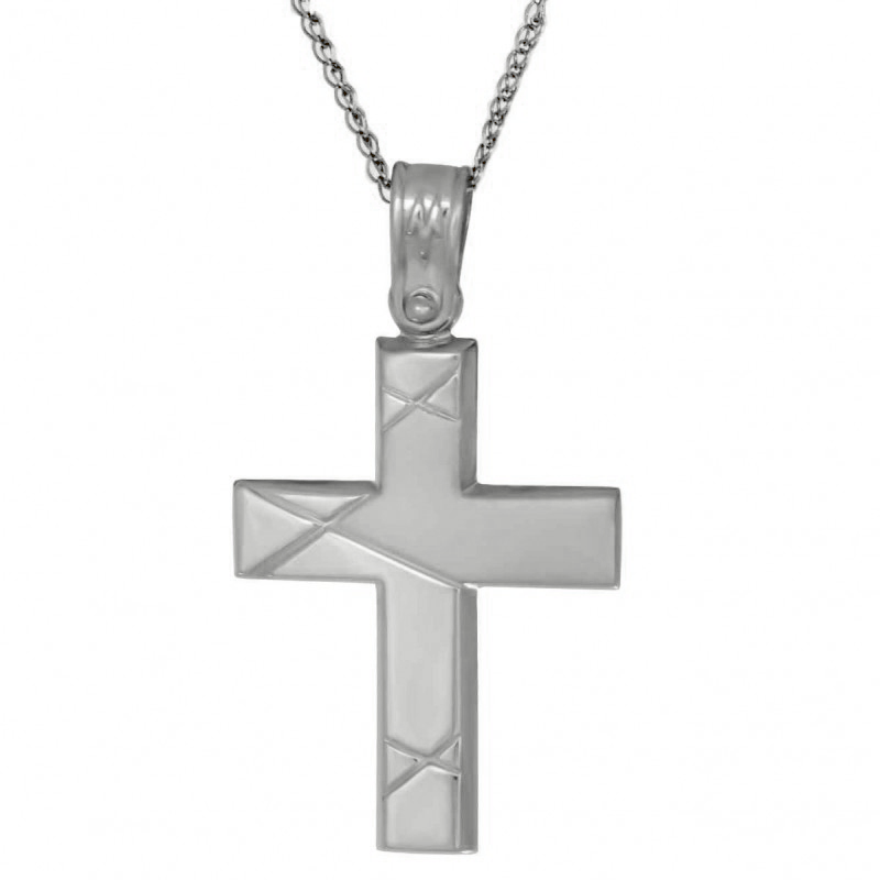 Λευκόχρυσος ανδρικός σταυρός 14 Καρατίων