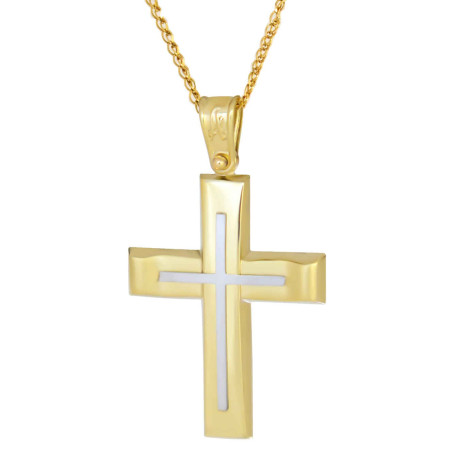 Χρυσός Ανδρικός Σταυρός Με Αλυσίδα 14 Καρατίων