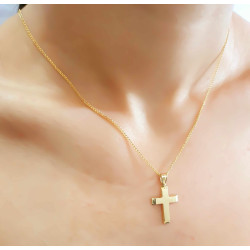 Χρυσός Ανδρικός σταυρός με αλυσίδα 14 Καρατίων