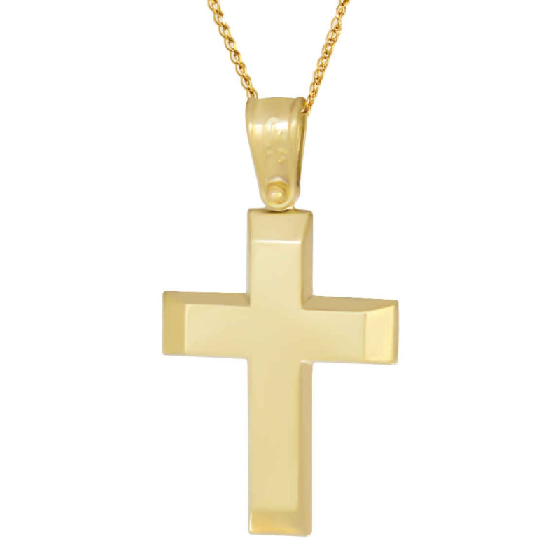 Χρυσός Ανδρικός σταυρός με αλυσίδα 14 Καρατίων