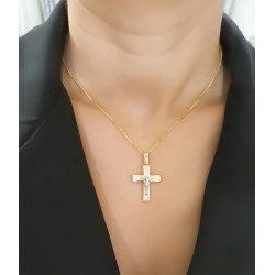 Χρυσός Ανδρικός σταυρός με αλυσίδα 14 Καρατίων