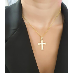 Χρυσός Ανδρικός σταυρός με αλυσίδα 14 Καρατίων
