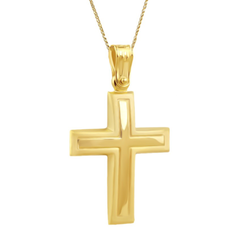 Χρυσός Ανδρικός σταυρός με αλυσίδα 14 Καρατίων