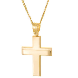 Χρυσός ανδρικός σταυρός με αλυσίδα 14 Καρατίων