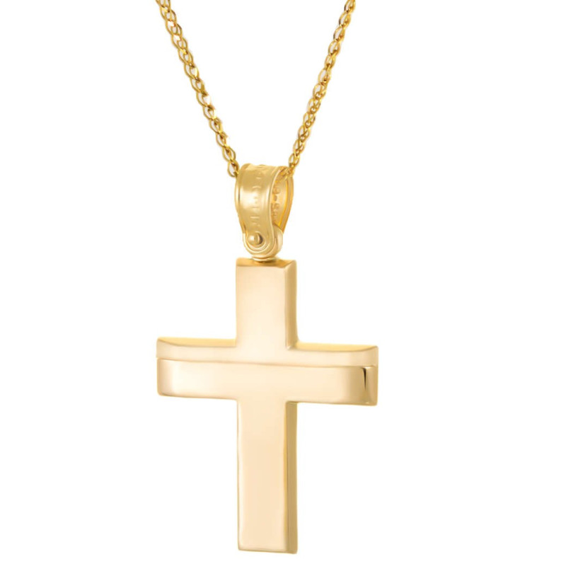 Χρυσός ανδρικός σταυρός με αλυσίδα 14 Καρατίων