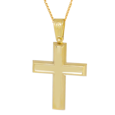 Χρυσός ανδρικός σταυρός με αλυσίδα 14 Καρατίων