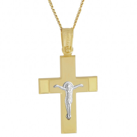 Χρυσός Ανδρικός σταυρός με αλυσίδα 14 Καρατίων