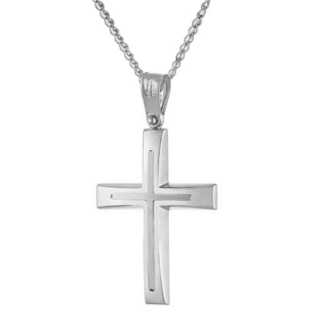 Λευκόχρυσος αντρικός σταυρός 14 Καρατίων