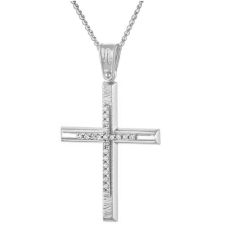 Λευκόχρυσος γυναικείος σταυρός 14 Καρατίων