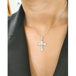 Λευκόχρυσος ανδρικός σταυρός 14 Καρατίων