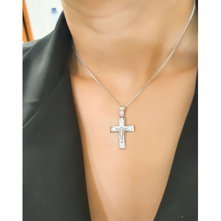Λευκόχρυσος ανδρικός σταυρός 14 Καρατίων