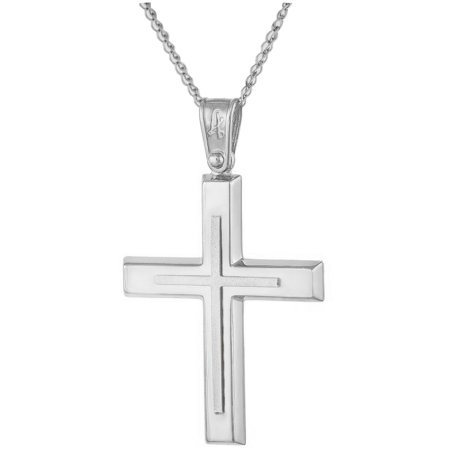 Λευκόχρυσος ανδρικός σταυρός 14 Καρατίων