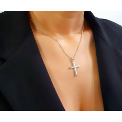 Λευκόχρυσος ανδρικός σταυρός 14 Καρατίων