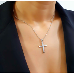 Λευκόχρυσος ανδρικός σταυρός 14 Καρατίων