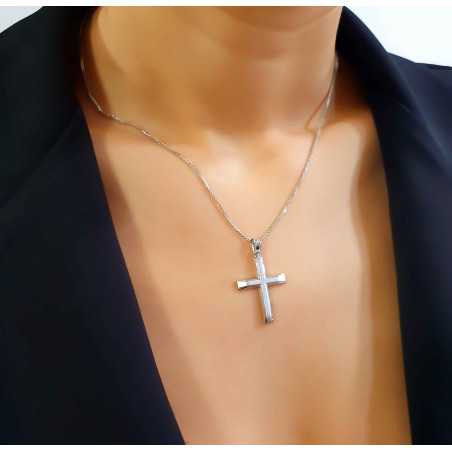 Λευκόχρυσος ανδρικός σταυρός 14 Καρατίων