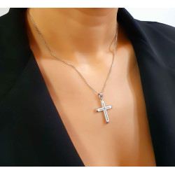 Λευκόχρυσος ανδρικός σταυρός 14 Καρατίων