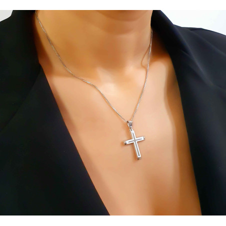Λευκόχρυσος ανδρικός σταυρός 14 Καρατίων