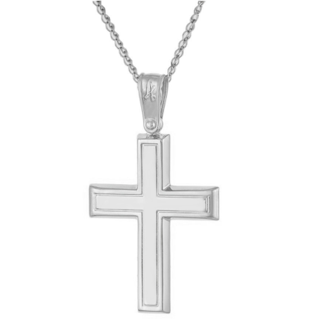 Λευκόχρυσος αντρικός σταυρός 14 Καρατίων