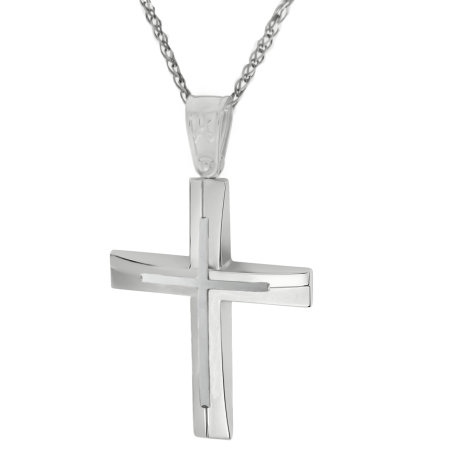 Λευκόχρυσος ανδρικός σταυρός 14 Καρατίων