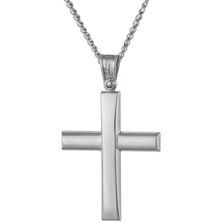 Λευκόχρυσος ανδρικός σταυρός 14 Καρατίων