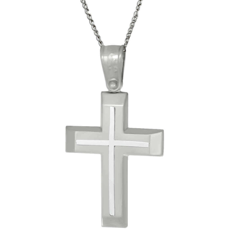Λευκόχρυσος αντρικός σταυρός 14 Καρατίων