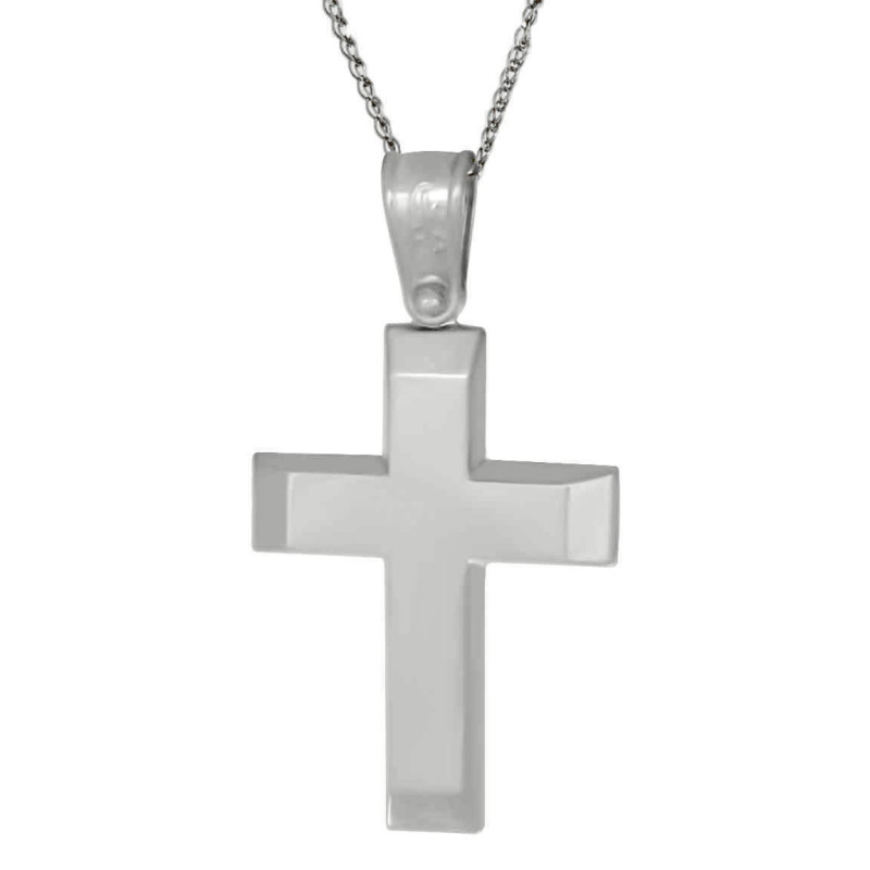 Λευκόχρυσος αντρικός σταυρός 14 Καρατίων