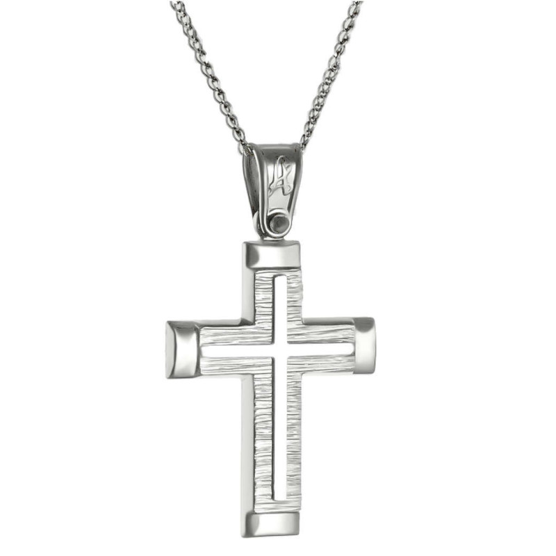 Λευκόχρυσος αντρικός σταυρός 14 Καρατίων
