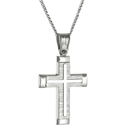Λευκόχρυσος αντρικός σταυρός 14 Καρατίων