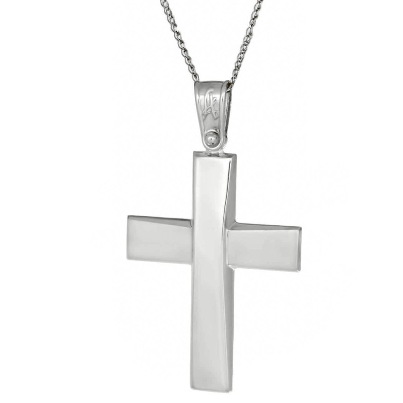 Λευκόχρυσος αντρικός σταυρός 14 Καρατίων