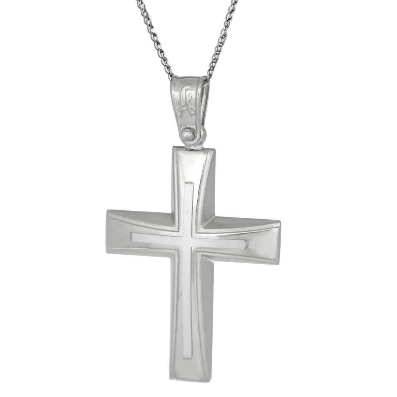 Λευκόχρυσος αντρικός σταυρός 14 Καρατίων