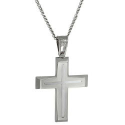 Λευκόχρυσος αντρικός σταυρός 14 Καρατίων