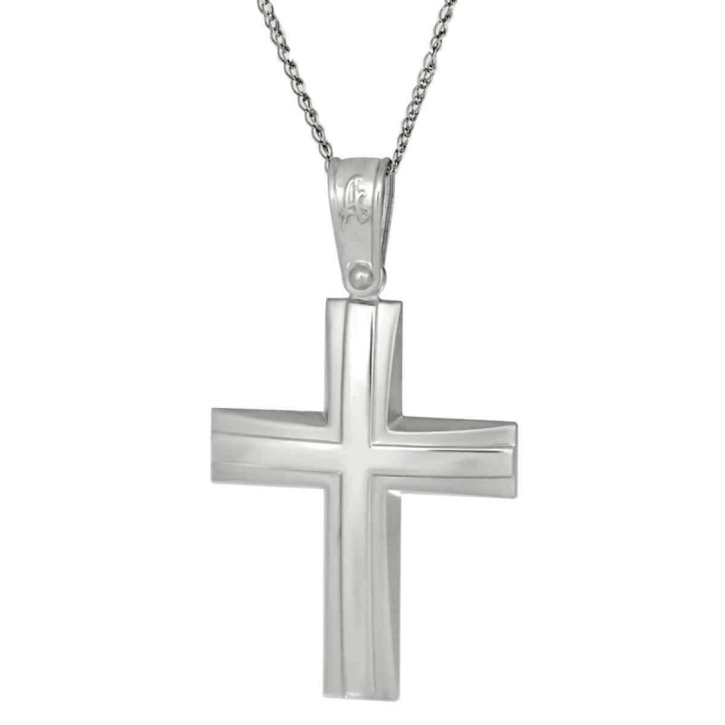Λευκόχρυσος αντρικός σταυρός 14 Καρατίων