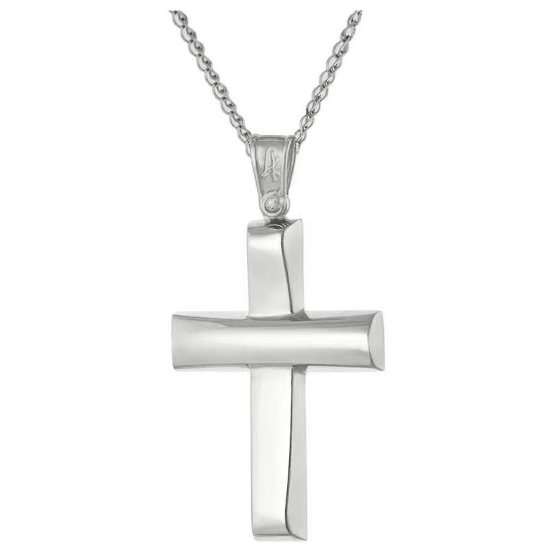 Λευκόχρυσος αντρικός σταυρός 14 Καρατίων