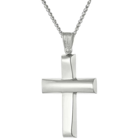 Λευκόχρυσος αντρικός σταυρός 14 Καρατίων