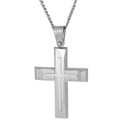 Λευκόχρυσος αντρικός σταυρός 14 Καρατίων