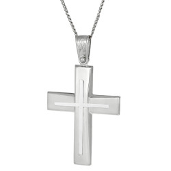 Λευκόχρυσος αντρικός σταυρός 14 Καρατίων