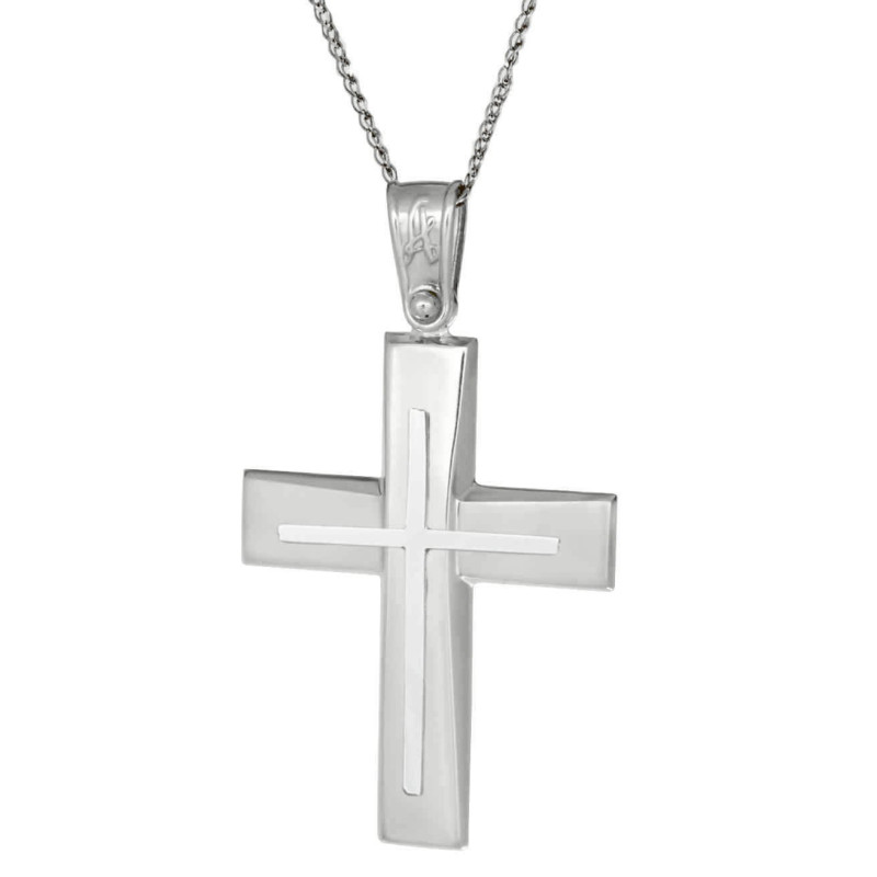 Λευκόχρυσος αντρικός σταυρός 14 Καρατίων