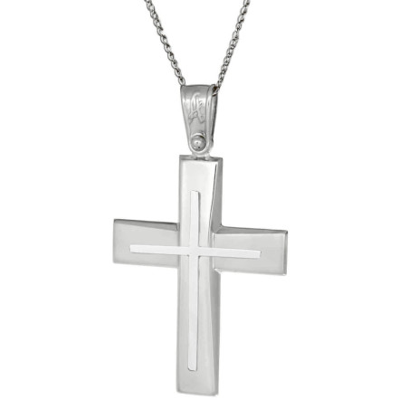 Λευκόχρυσος αντρικός σταυρός 14 Καρατίων