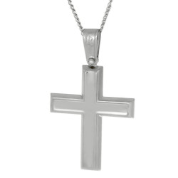 Λευκόχρυσος αντρικός σταυρός 14 Καρατίων