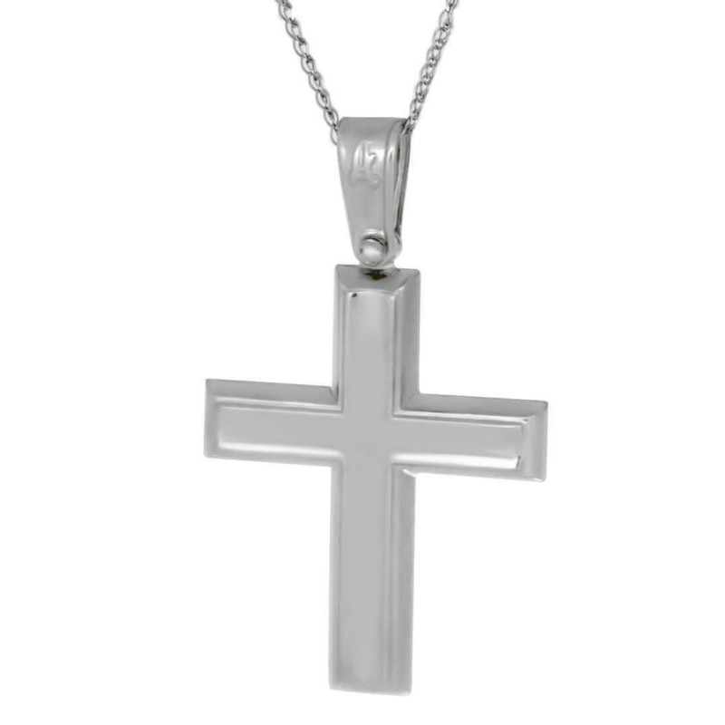 Λευκόχρυσος αντρικός σταυρός 14 Καρατίων