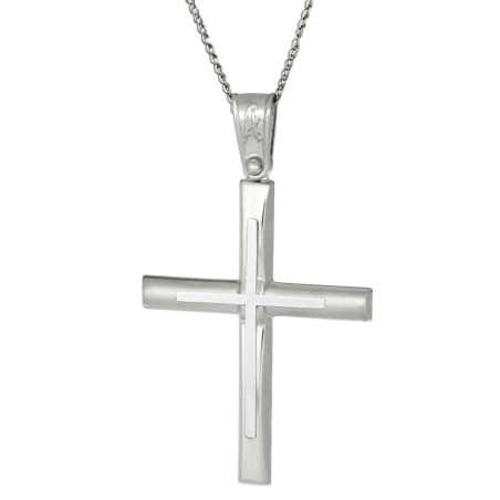 Λευκόχρυσος ανδρικός σταυρός 14 Καρατίων