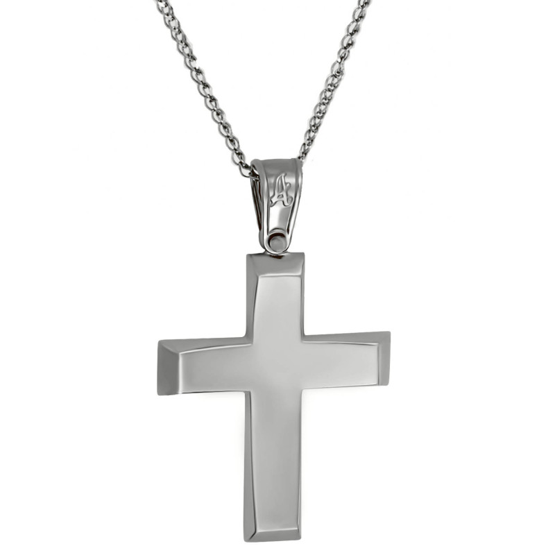 Λευκόχρυσος αντρικός σταυρός 14 Καρατίων