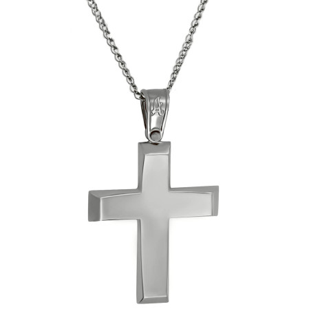 Λευκόχρυσος αντρικός σταυρός 14 Καρατίων