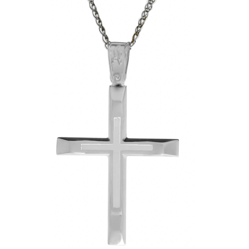 Λευκόχρυσος ανδρικός σταυρός 14 Καρατίων