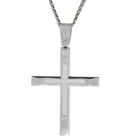 Λευκόχρυσος ανδρικός σταυρός 14 Καρατίων